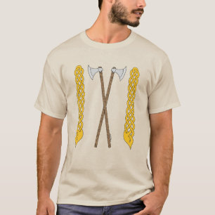 Camiseta Hachas danesas/vikingas cruzadas con trenzado