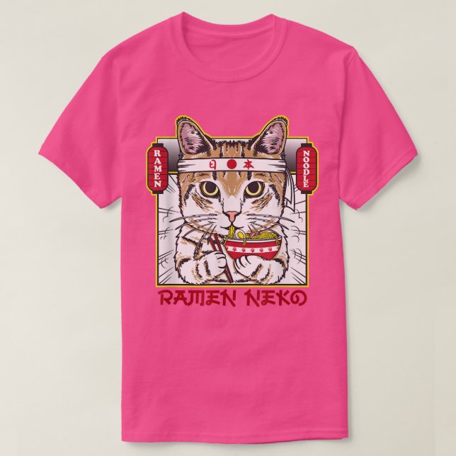 Camiseta Hachimaki Neko Ramen Cat Con Determinación Comer (Diseño del anverso)