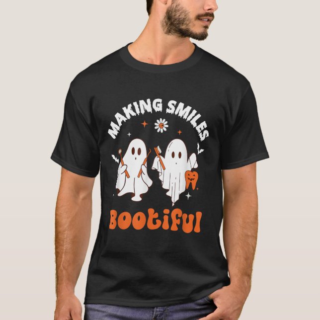 Camiseta Haciendo sonrisas Bootiful Funny Fantasma Dentista (Anverso)