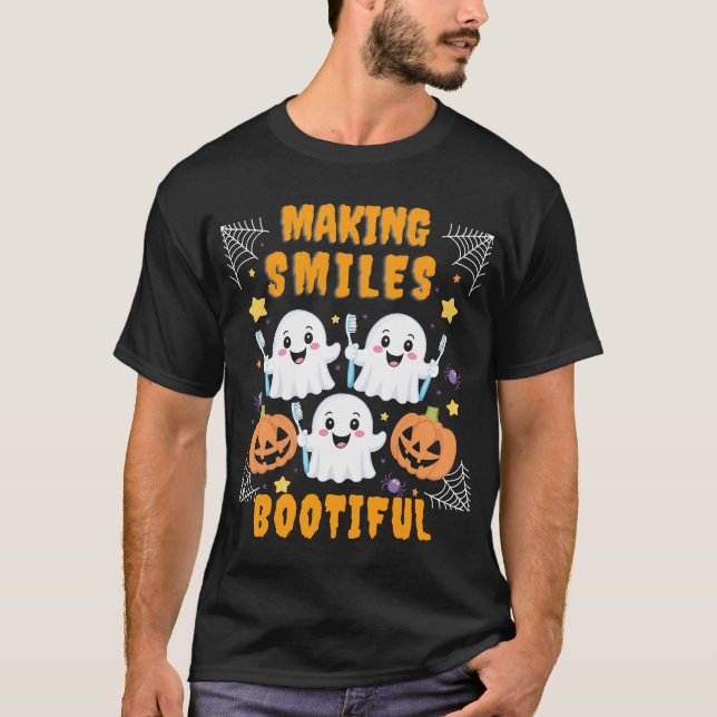 Camiseta Haciendo sonrisas Bootismo Halloween Funny Ghost D (Anverso)