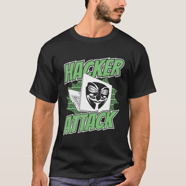 Camiseta Hacker atacan a Gorra blanco Gorra negro hackeo ét (Anverso)