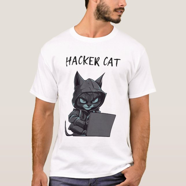 Camiseta Hacker Cat Design (Anverso)