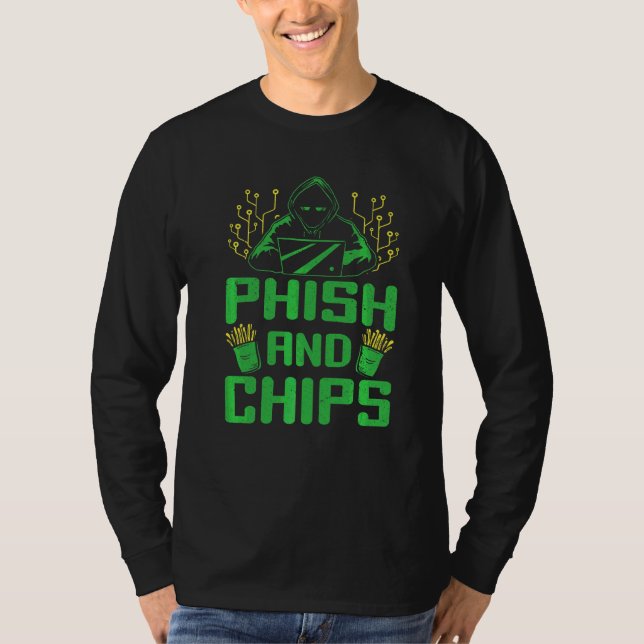 Camiseta Hacker Computer Code Phish Y Chips Ciberseguridad (Anverso)
