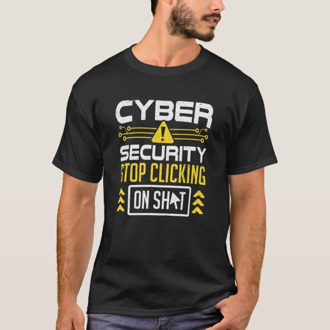 Camiseta Hacker Computer Code Stop Clic Cybersecurity (Anverso)