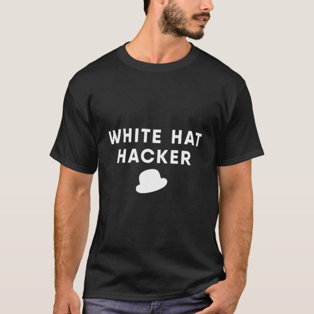 Camiseta Hacker Hacker, Gorra blanco, ingeniero de segurida (Anverso)