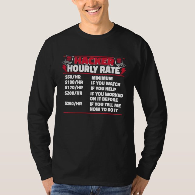 Camiseta Hacker Hourly Rate Ethical Hacking White Hat Hacke (Anverso)