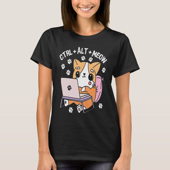 Camiseta Hacker Kitten 1, programador de gatos para computa (Anverso)