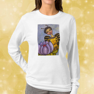 Camiseta Hada Abejorro Bonita Flor Púrpura
