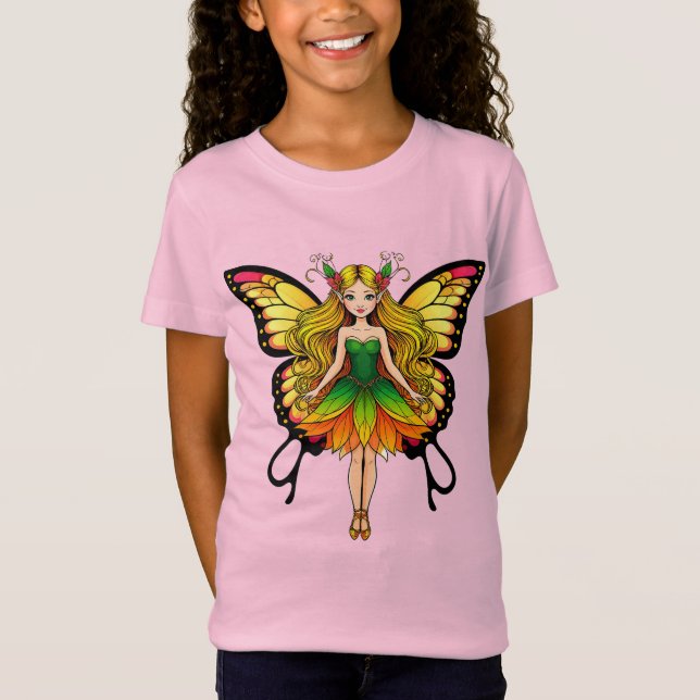 Camiseta Hada Colorida Con Alas De Mariposa Vibrante (Anverso)