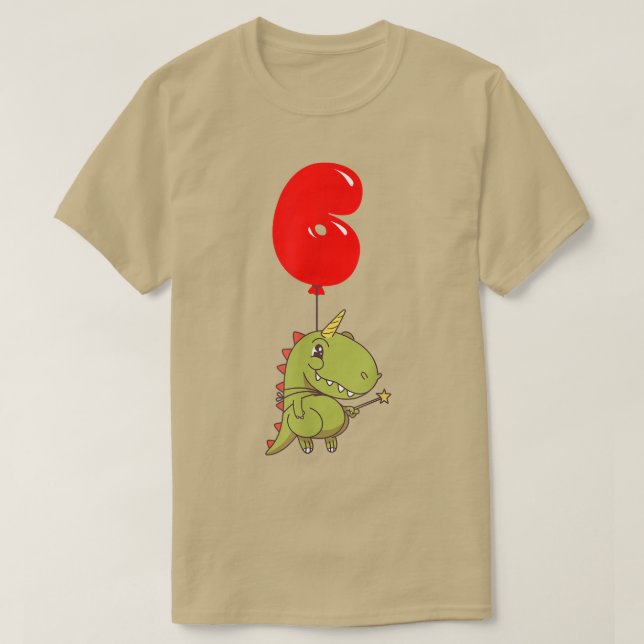 Camiseta Hada Cute T-Rex - 6to cumpleaños - niños con globo (Diseño del anverso)