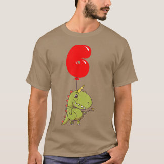 Camiseta Hada Cute T-Rex - 6to cumpleaños - niños con globo