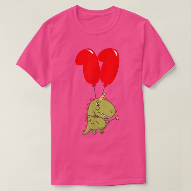 Camiseta Hada Cute T-Rex - Cumpleaños 11 - Balón infantil P (Diseño del anverso)