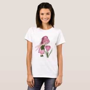 Camiseta Hada de crocus rosado con toón suave, parada por u