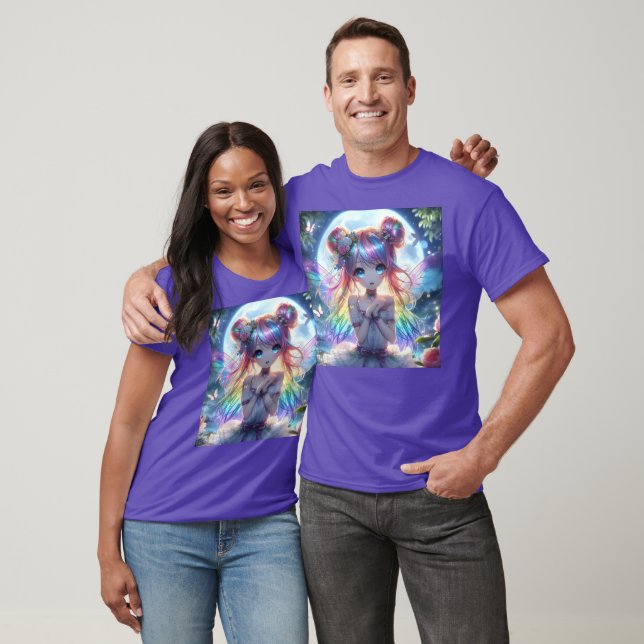 Camiseta Hada de la luna cantante del pelo del arcoiris del (Unisexo)