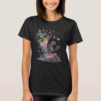 Camiseta Hada de Mariposa de Acuarela Leer Biblioteca de Li