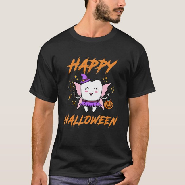 Camiseta Hada Diente Cuta Dice Feliz Halloween (Anverso)