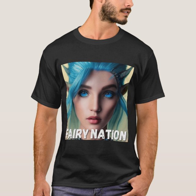 Camiseta Hada Elfa de Cabello Azul Fay Pixie Elfin (Anverso)