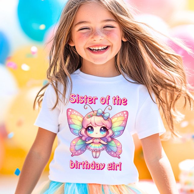 Camiseta Hada mariposa arcoíris hermana de la cumpleañera (Subido por el creador)