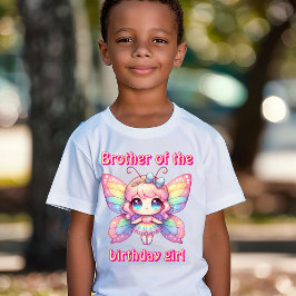 Camiseta Hada mariposa arcoíris hermano de la cumpleañera