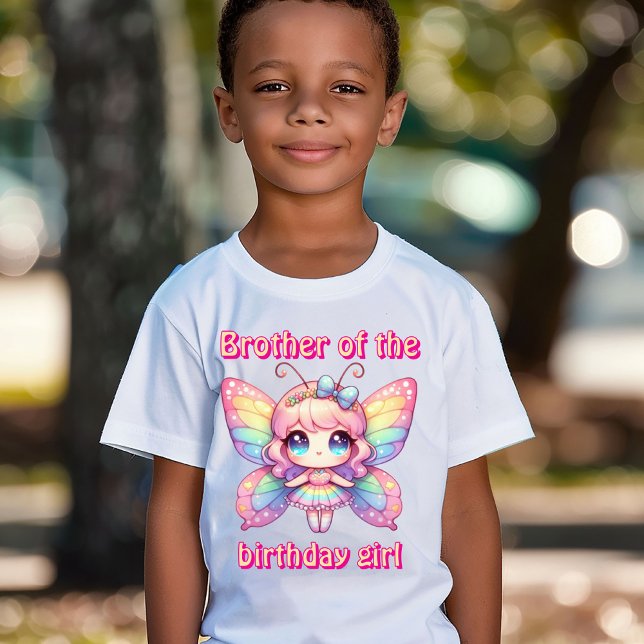Camiseta Hada mariposa arcoíris hermano de la cumpleañera (Subido por el creador)