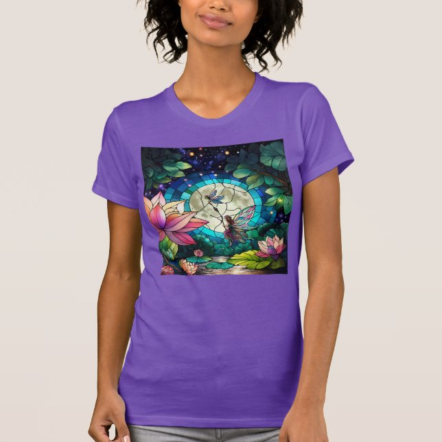 Camiseta Hada Pequeña de Vidrio Emplomado con Libélula (Anverso)
