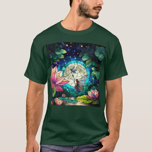 Camiseta Hada Pequeña de Vidrio Pintado con Libélula (Anverso)