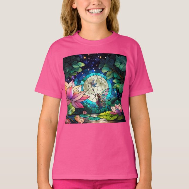 Camiseta Hada Pequeña de Vidrio Pintado con Libélula (Anverso)