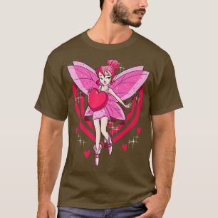 Camiseta Hada Rosa Pastel Con Chicas De Corazón Rojo