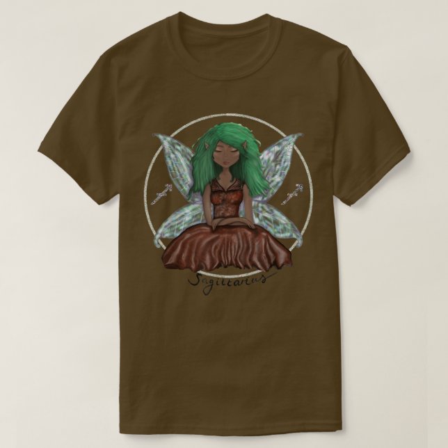 Camiseta Hada Sagittarius, Hada de Piel Marrón, Sagittarius (Diseño del anverso)