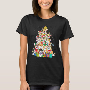 Camiseta Hadas de árbol de Navidad Corgi iluminan Santa Hat