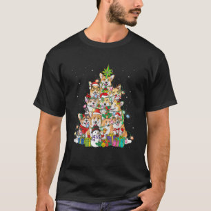 Camiseta Hadas de árbol de Navidad Corgi iluminan Santa Hat