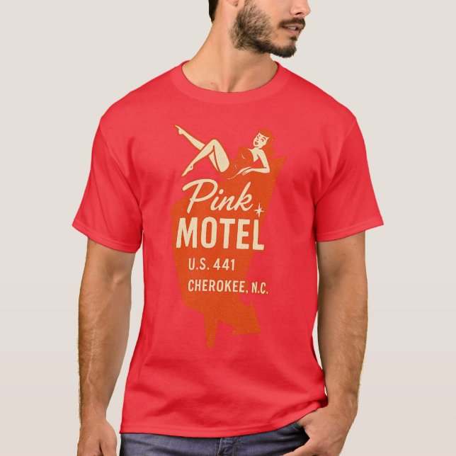 Camiseta Hadas de motel rosa - Cherokee, NC Retro 50 y 60 R (Anverso)