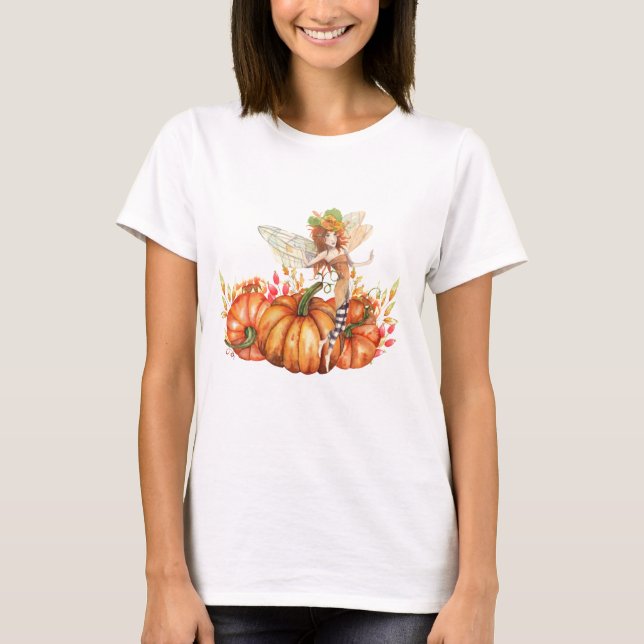 Camiseta Hadas forestales y Bouquet de calabaza otoñal (Anverso)