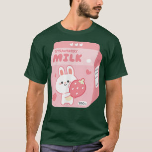 Camiseta hadas kei leche de fresa pastel lindo kawaii rosa