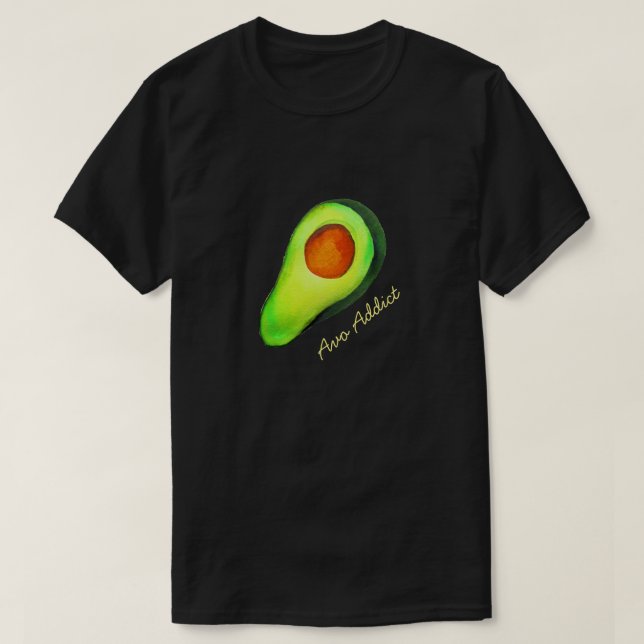 Camiseta Hadicto al aguacate arte lindo verde (Diseño del anverso)
