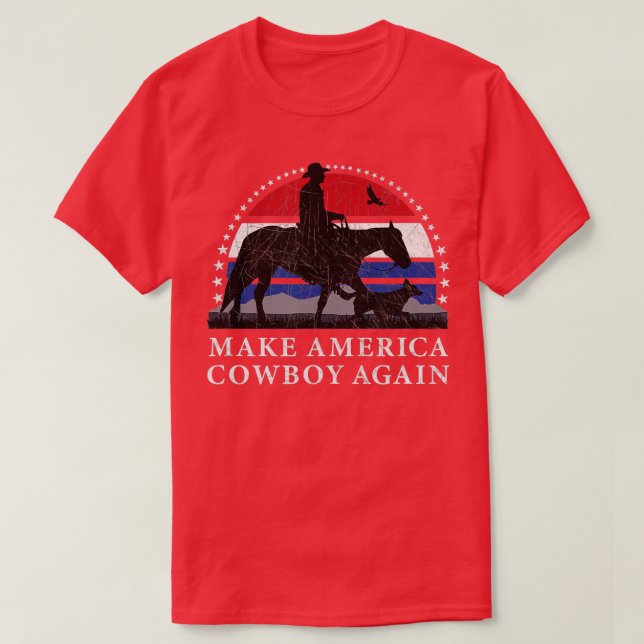 CAMISETA HAGA QUE AMÉRICA COWBOY DE NUEVO, DISEÑO DE CABALL (Diseño del anverso)