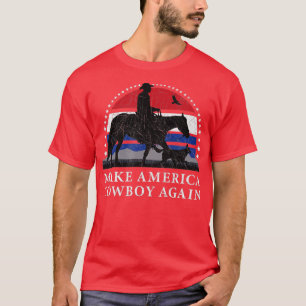 CAMISETA HAGA QUE AMÉRICA COWBOY DE NUEVO, DISEÑO DE CABALL