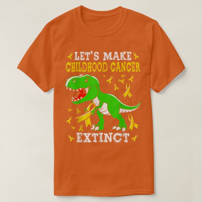 Camiseta Hagamos que el cáncer infantil extinto de los dino (Diseño del anverso)