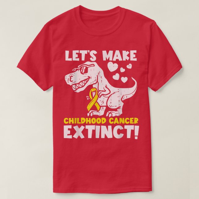 Camiseta Hagamos que el cáncer infantil extinto Dinosaurios (Diseño del anverso)