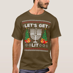 Camiseta Hagamos que la fiesta judía de Hanukkah Menorah se