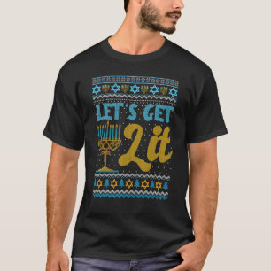 Camiseta Hagamos que la luz Menorah judía Ugly Hanukkah Swe