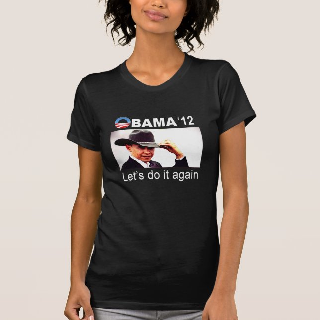 Camiseta ¡Hagámoslo otra vez! Vaquero Barack Obama 2012 (Anverso)