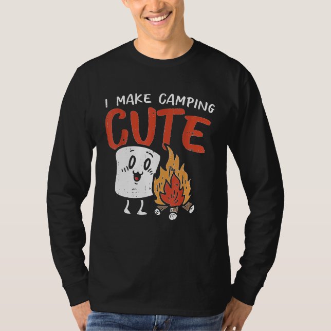 Camiseta Hago Camping Cute Marshmallow Campfire Camper Ki (Anverso)