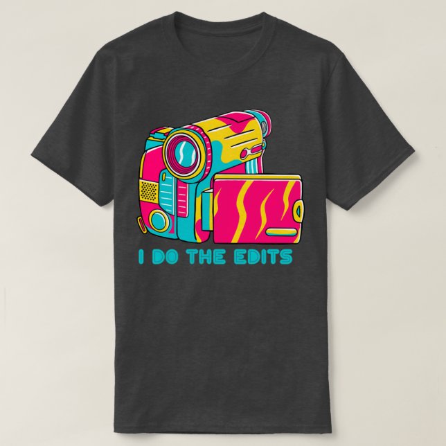 Camiseta Hago el editor de ediciones vídeo cámara lente ret (Diseño del anverso)