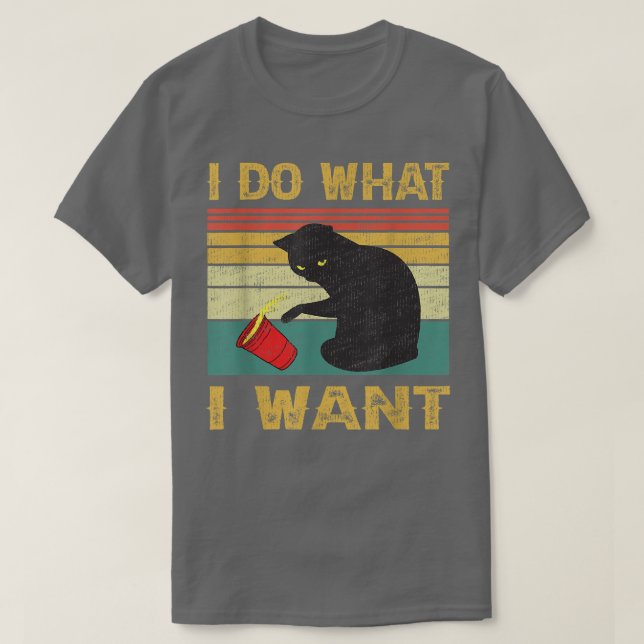 Camiseta Hago lo que quiero café gato negro gato para la Co (Diseño del anverso)