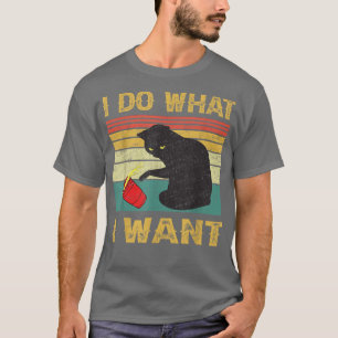 Camiseta Hago lo que quiero café gato negro gato para la Co