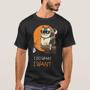 Camiseta Hago lo que quiero café gato negro para la Copa Ro