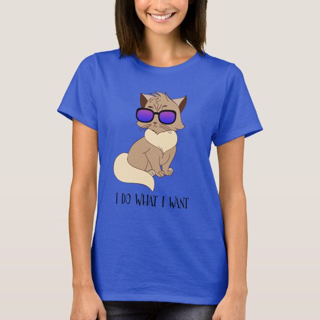Camiseta Hago lo que quiero - Gracioso gato con gafas de so (Anverso)