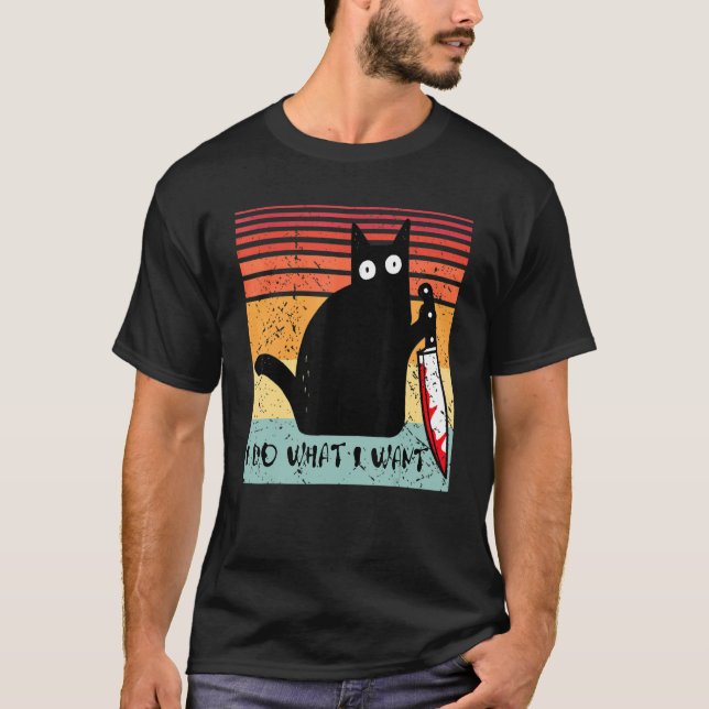Camiseta Hago Lo Que Quiero Un Gato Asesino Con Halloween D (Anverso)