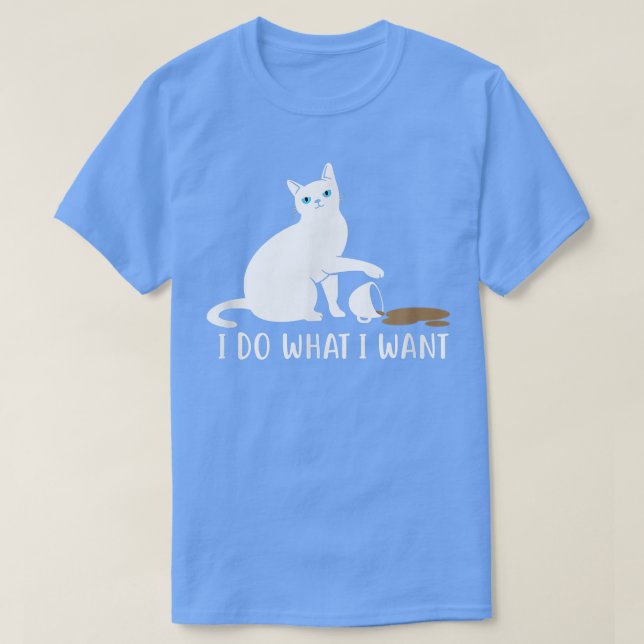 Camiseta Hago lo que quiero un gato y un café divertidos (Diseño del anverso)
